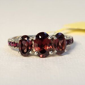 VTG NWT 2 Garnet Variety Mozambique & Rhodolite accent 925 Ring Sz 6